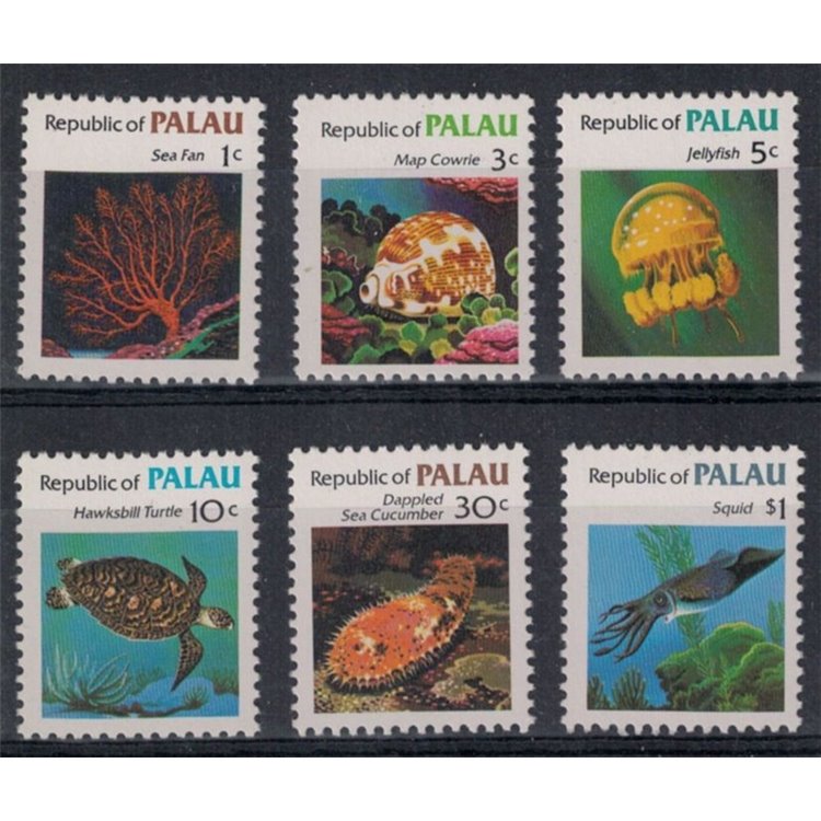 PALAU 1983 Serie ordinaria, fauna marina 6v MNH**