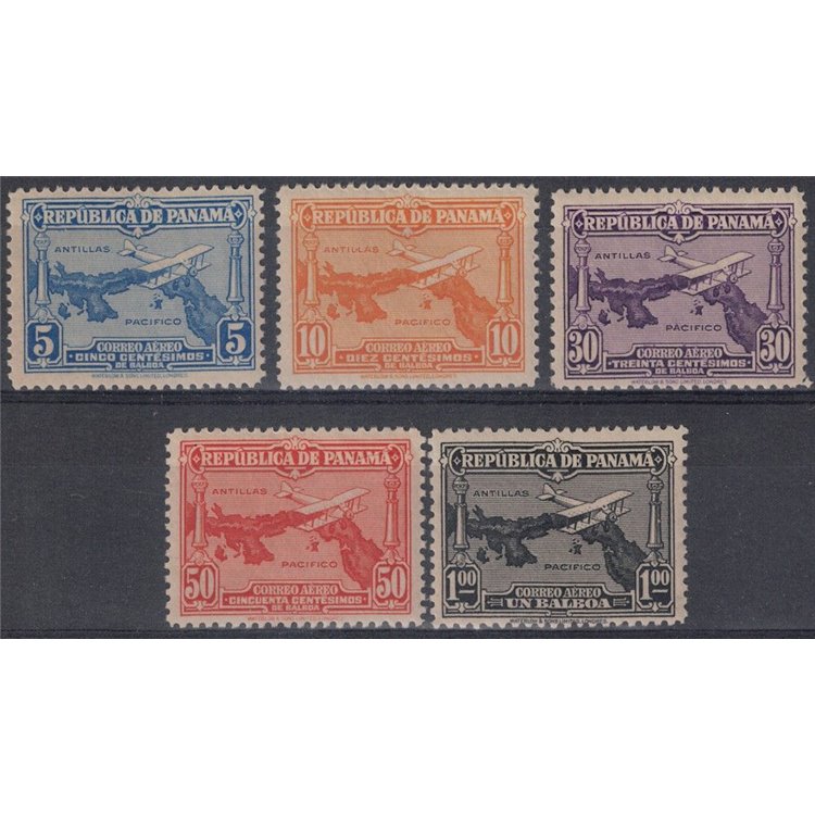 PANAMA 1930 Ordinary series, airmail 5v MH*