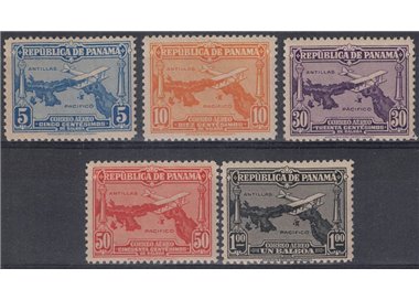 PANAMA 1930 Serie ordinaria, posta aerea 5v MH*