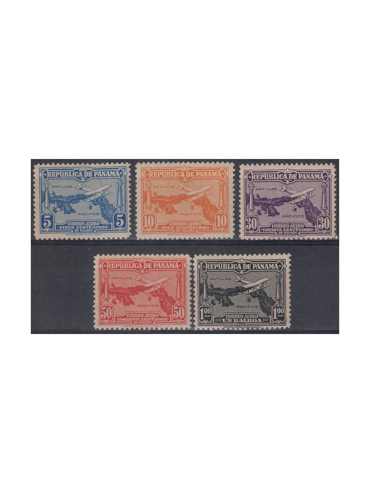 PANAMA 1930 Ordinary series, airmail 5v MH*