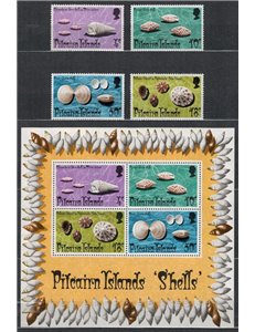 PITCAIRN 1974 Marine fauna, shells 4v + 1 s/s MNH**