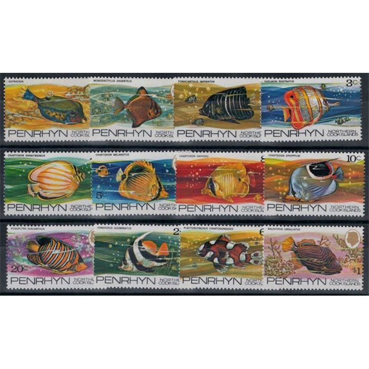 PENRHYN 1974 Ordinary series, fish 12v MNH**