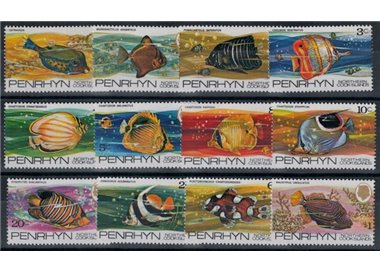PENRHYN 1974 Ordinary series, fish 12v MNH**