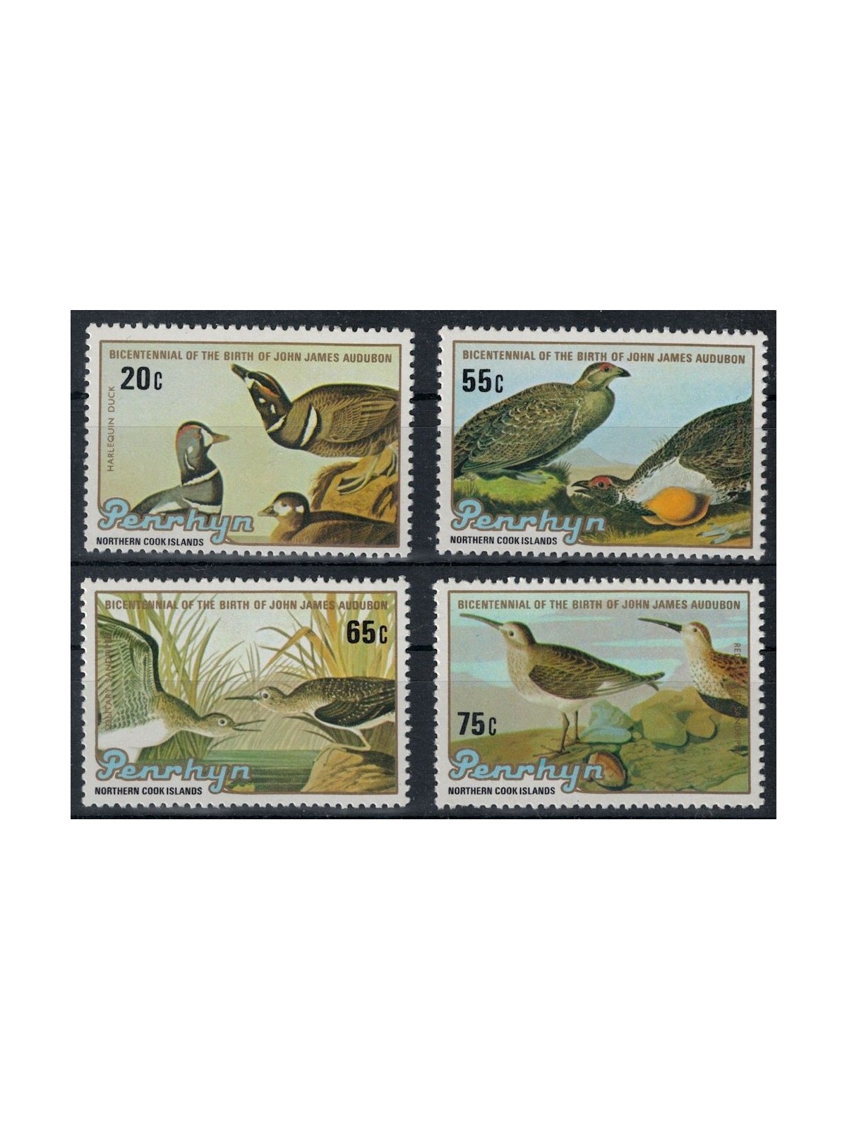 PENRHYN 1985 John James Audubon 4v MNH**