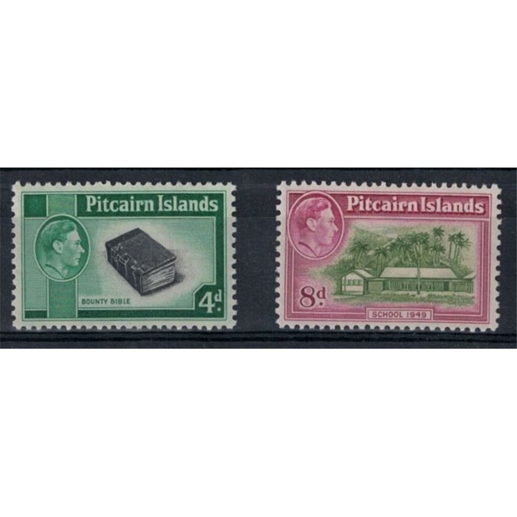 PITCAIRN 1951 Ordinary series, George VI 2v MNH**