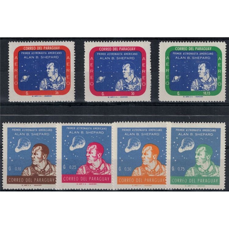 PARAGUAY 1962 Alan Barlett Shepard 7v MNH**