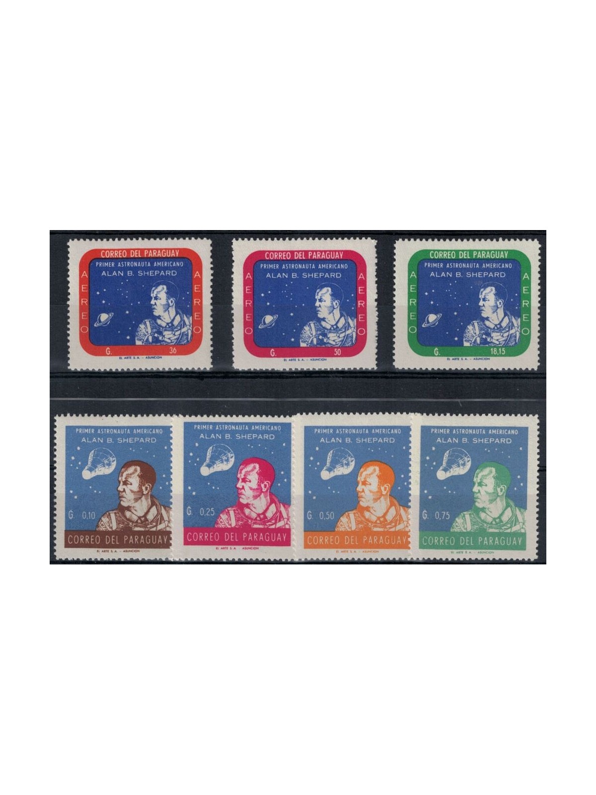 PARAGUAY 1962 Alan Barlett Shepard 7v MNH**