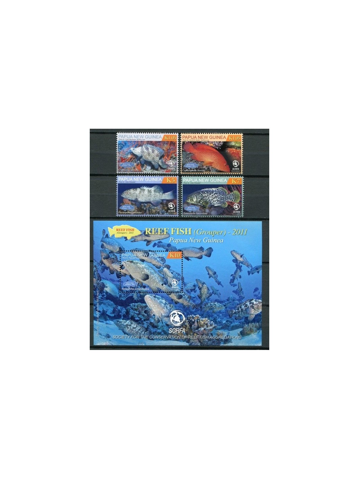 PAPUA NEW GUINEA 2011 Fauna, fish - Reef fish 4v + 1 s/s MNH**