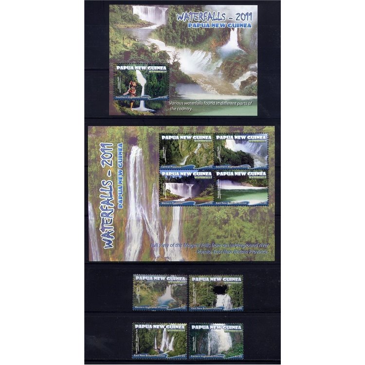 PAPUA NEW GUINEA 2011 Waterfalls 4v + 2 s/s MNH**