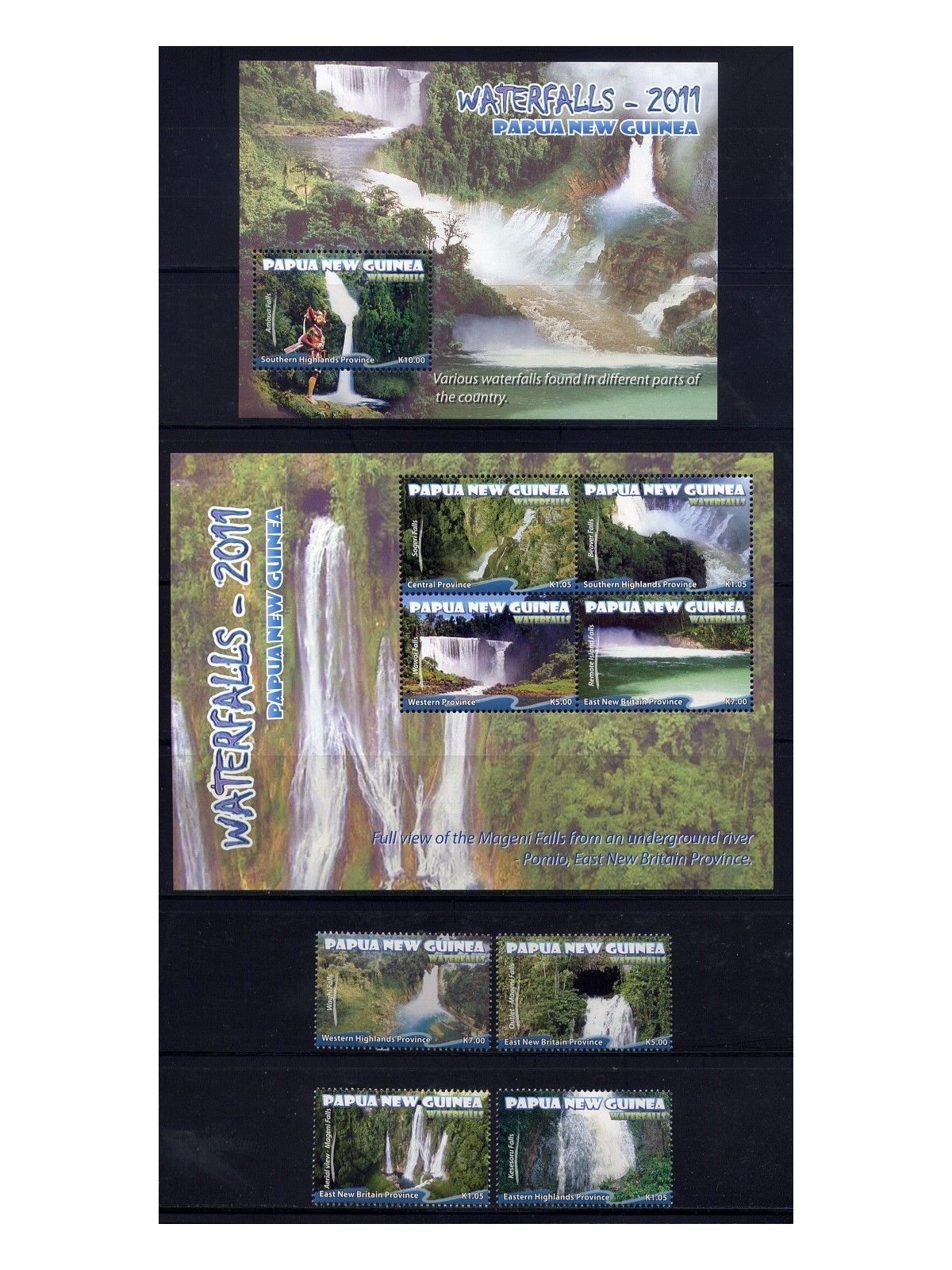 PAPUA NUOVA GUINEA 2011 Cascate - Waterfalls 4v + 2 BF MNH**