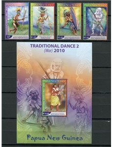 PAPUA NUOVA GUINEA 2010 Danze di guerra - Tradional dance 4v + 1 BF MNH**