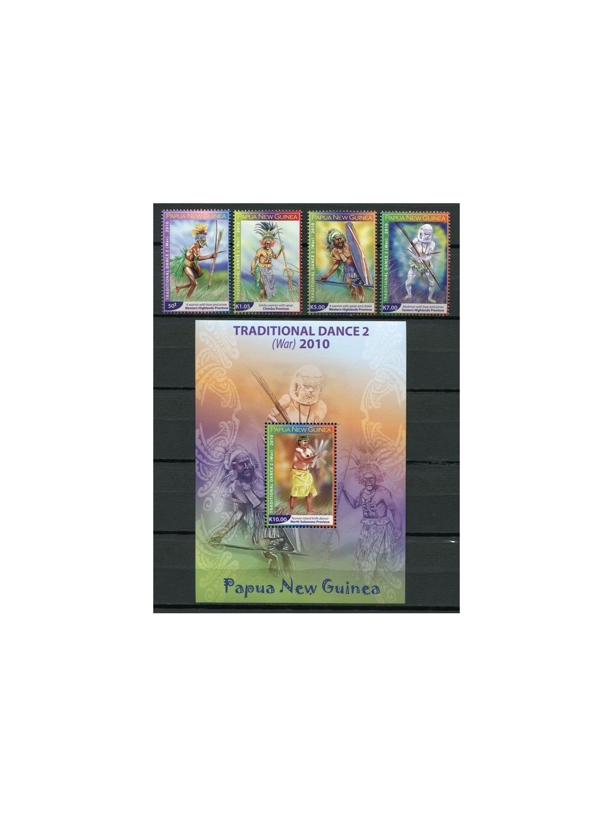 PAPUA NEW GUINEA 2010 War Dances - Traditional Dance 4v + 1 s/s MNH**