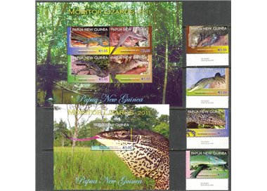 PAPUA NEW GUINEA 2011 Varani - Monitor Lizards 4v + 2 s/s MNH**