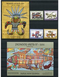 PAPUA NUOVA GUINEA 2011 Arte aborigena - Pioneer arts 4v + 2 BF MNH**
