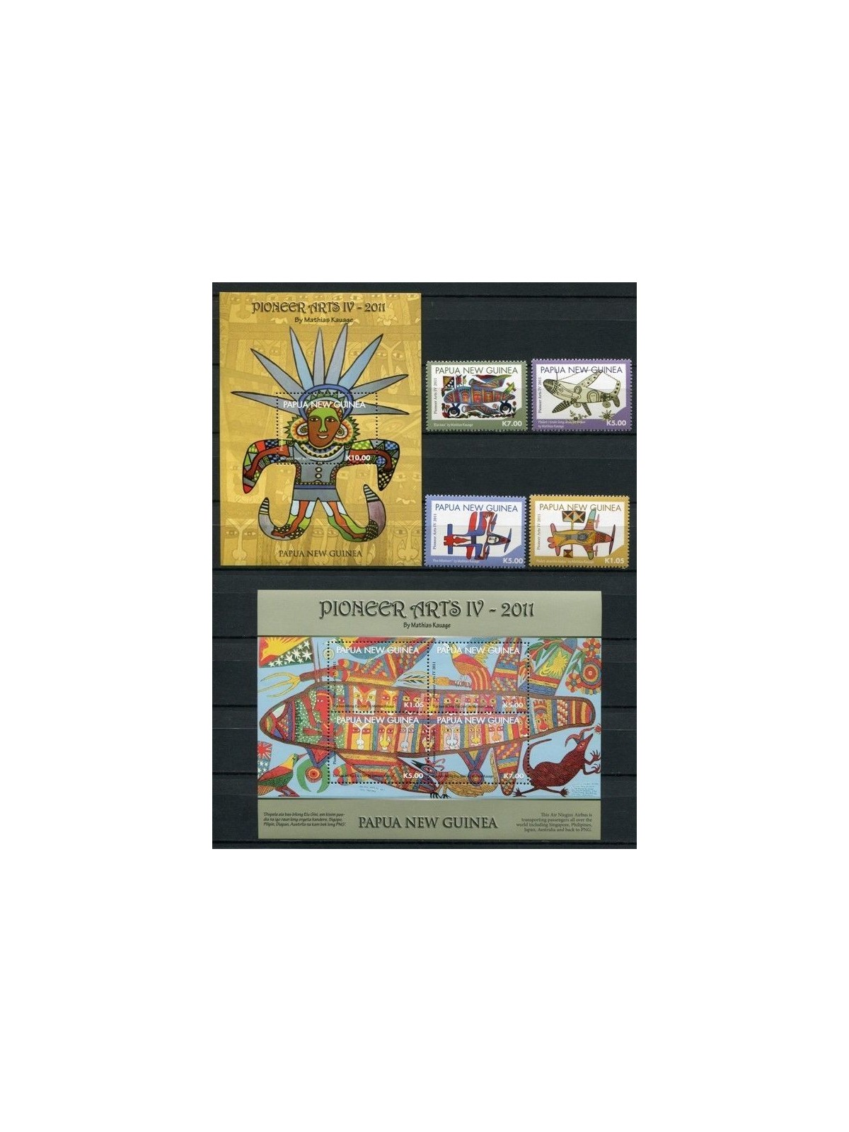 PAPUA NUOVA GUINEA 2011 Arte aborigena - Pioneer arts 4v + 2 BF MNH**