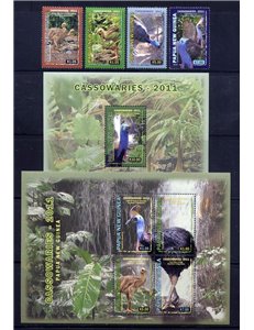 PAPUA NEW GUINEA 2011 Cassowary - Cassowaries 4v + 2 s/s MNH**