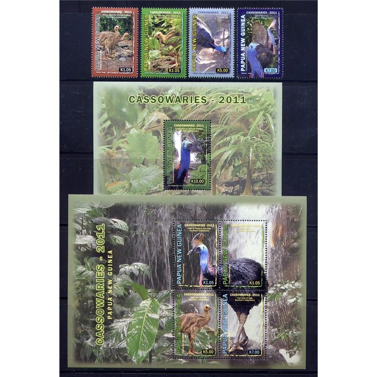 PAPUA NUOVA GUINEA 2011 Casuario - Cassowaries 4v + 2 BF MNH**