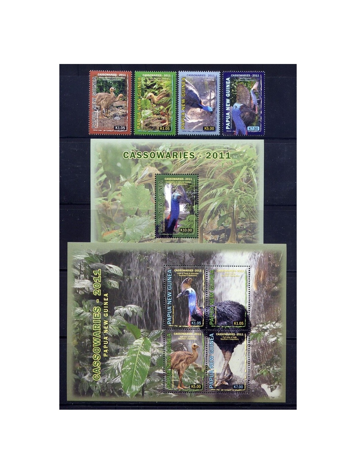 PAPUA NUOVA GUINEA 2011 Casuario - Cassowaries 4v + 2 BF MNH**