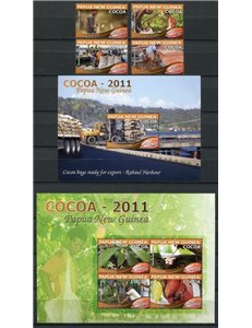PAPUA NUOVA GUINEA 2011 Industria del cacao - Cocoa industry 4v + 2 BF MNH**