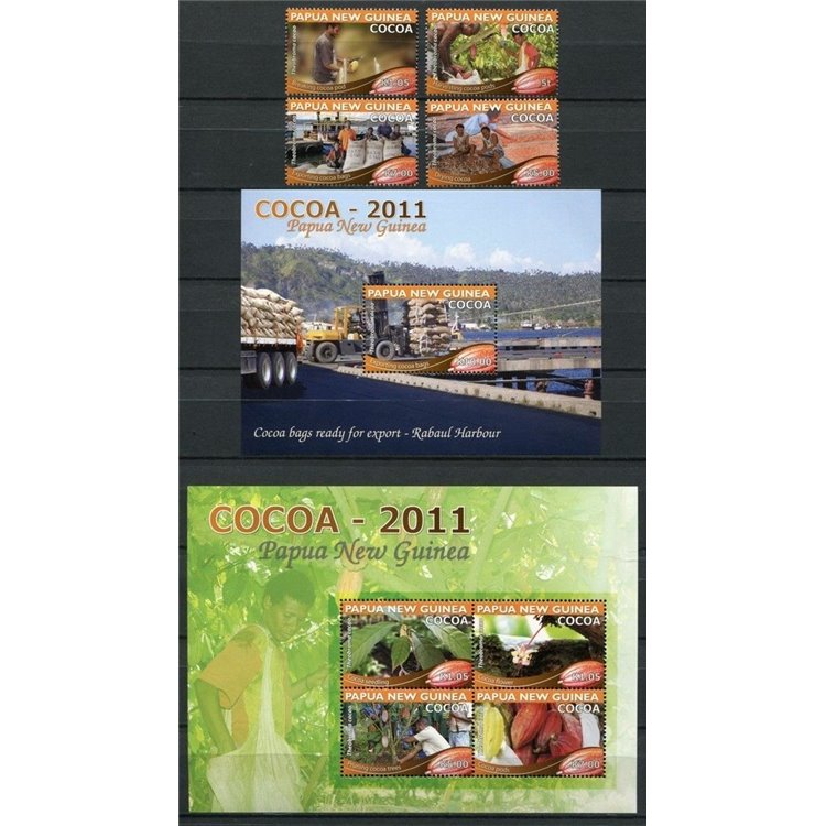 PAPUA NUOVA GUINEA 2011 Industria del cacao - Cocoa industry 4v + 2 BF MNH**