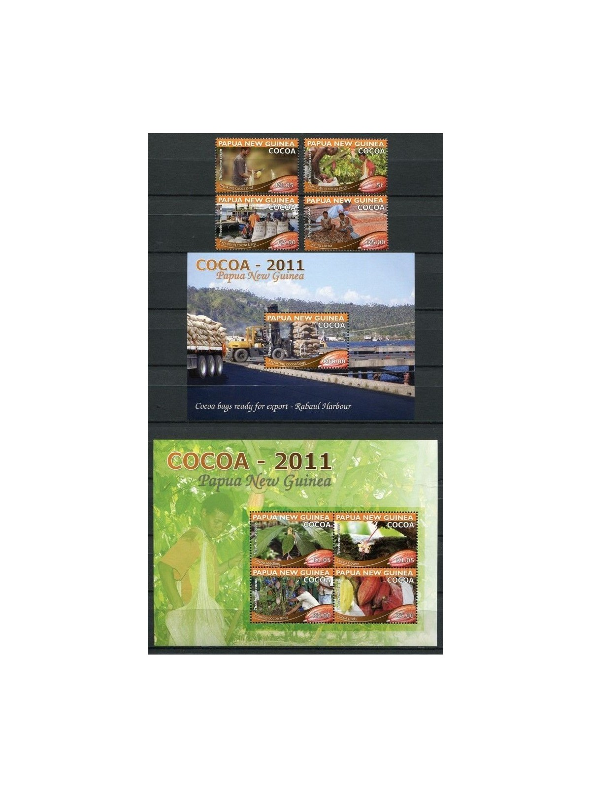 PAPUA NUOVA GUINEA 2011 Industria del cacao - Cocoa industry 4v + 2 BF MNH**