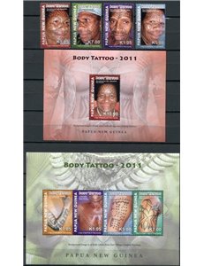 PAPUA NUOVA GUINEA 2011 Tatuaggi - Body Tattoo 4v + 2 BF MNH**