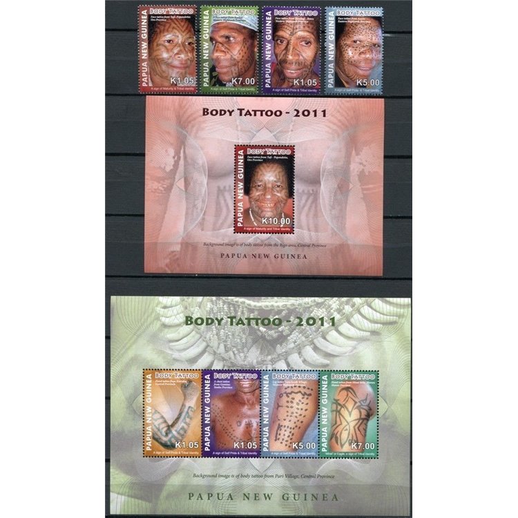 PAPUA NUOVA GUINEA 2011 Tatuaggi - Body Tattoo 4v + 2 BF MNH**