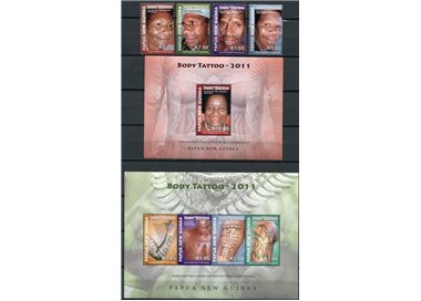 PAPUA NUOVA GUINEA 2011 Tatuaggi - Body Tattoo 4v + 2 BF MNH**