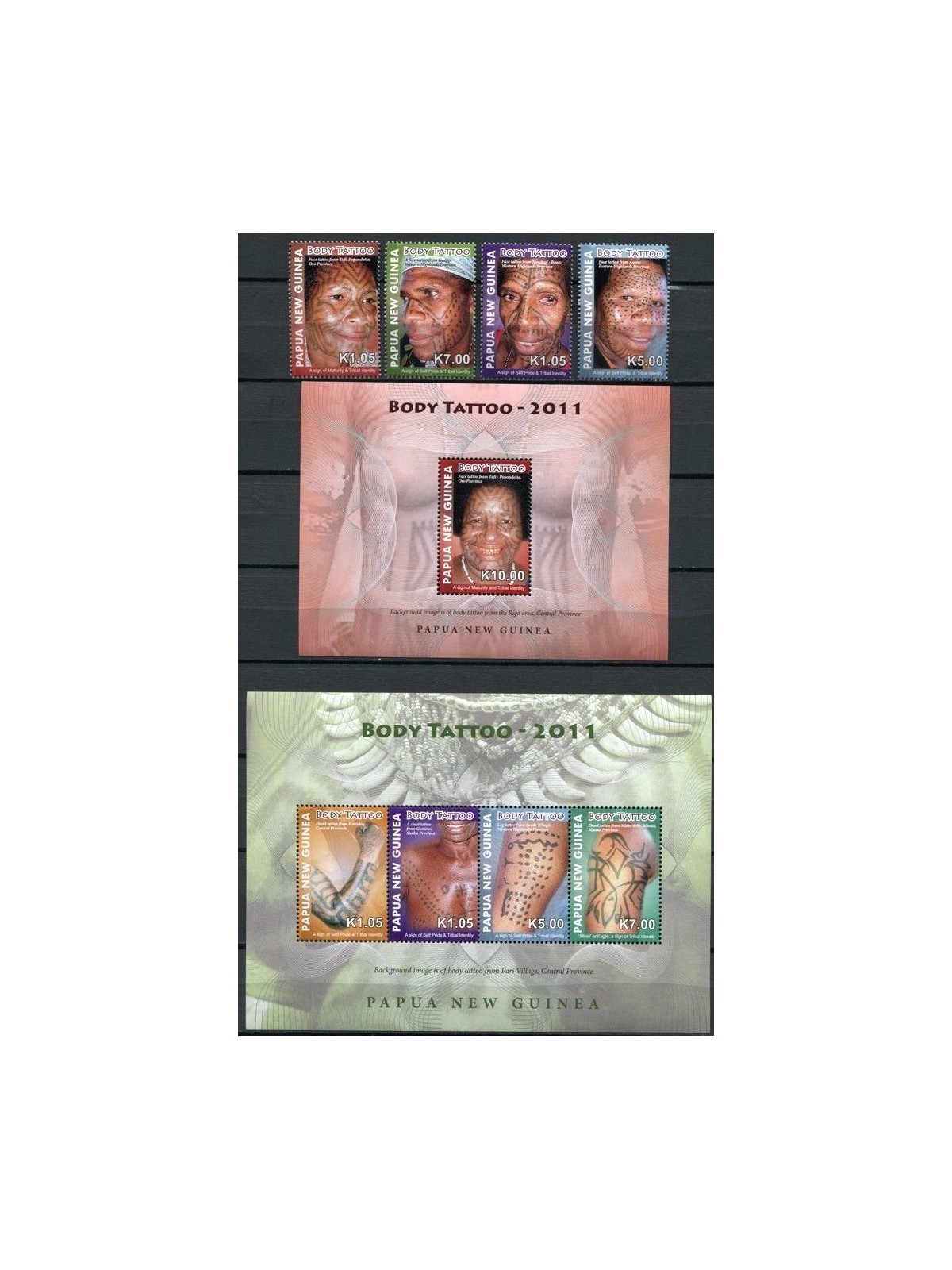 PAPUA NUOVA GUINEA 2011 Tatuaggi - Body Tattoo 4v + 2 BF MNH**
