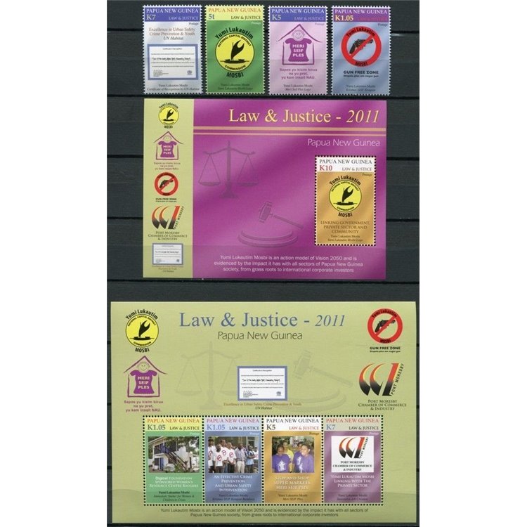 PAPUA NEW GUINEA 2011 Urban Security - Law & Justice 4v + 2 s/s MNH**