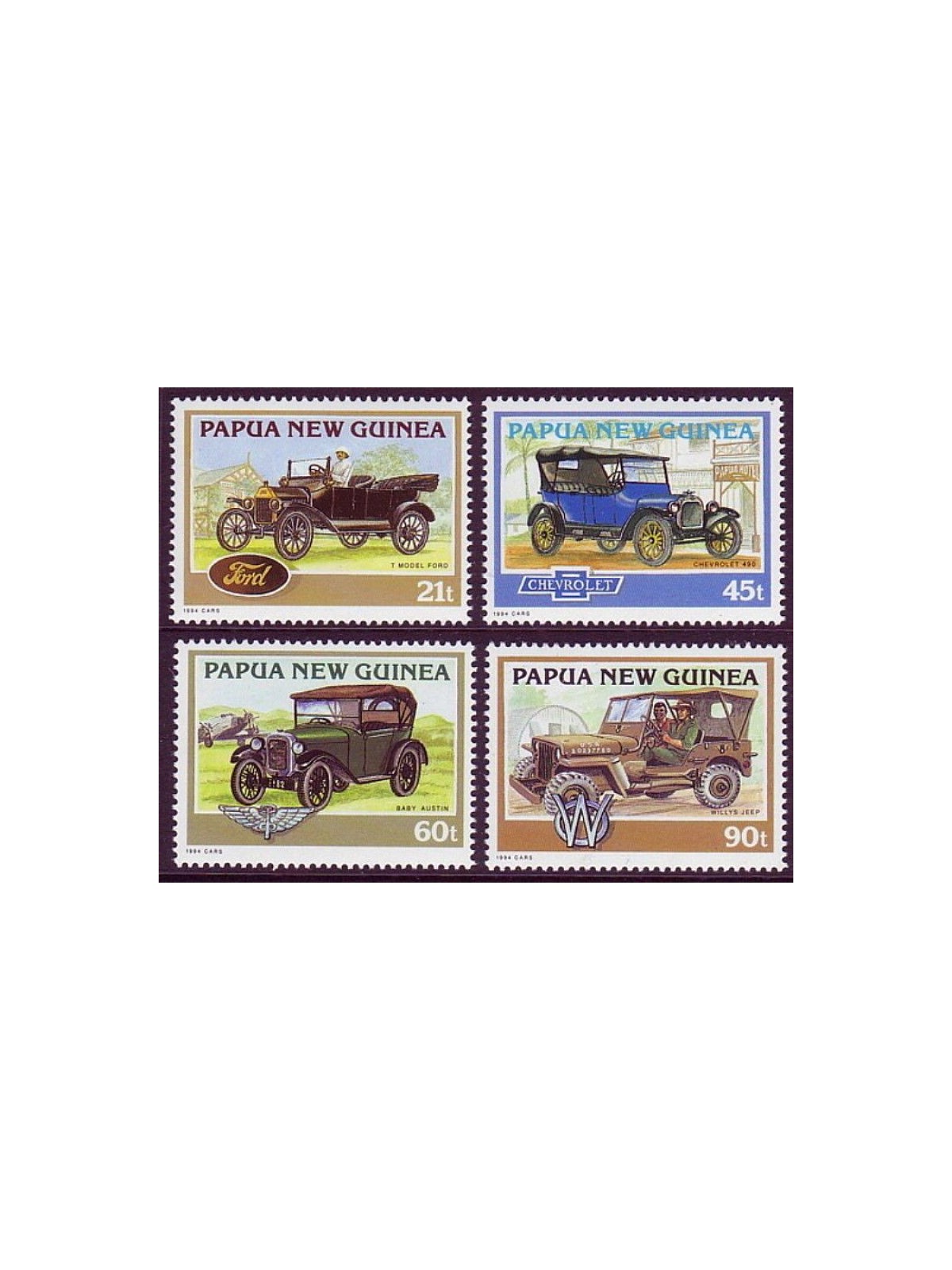 PAPUA NUOVA GUINEA 1994 Auto storiche 4v MNH**