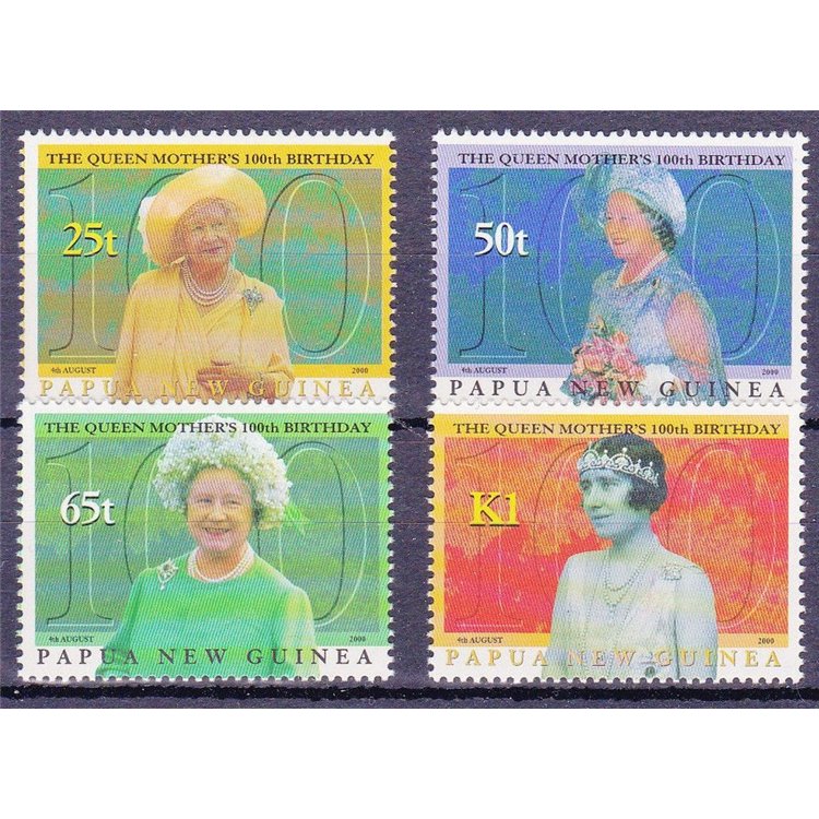 PAPUA NEW GUINEA 2000 Queen's Birthday - Queen Mother 4v MNH**