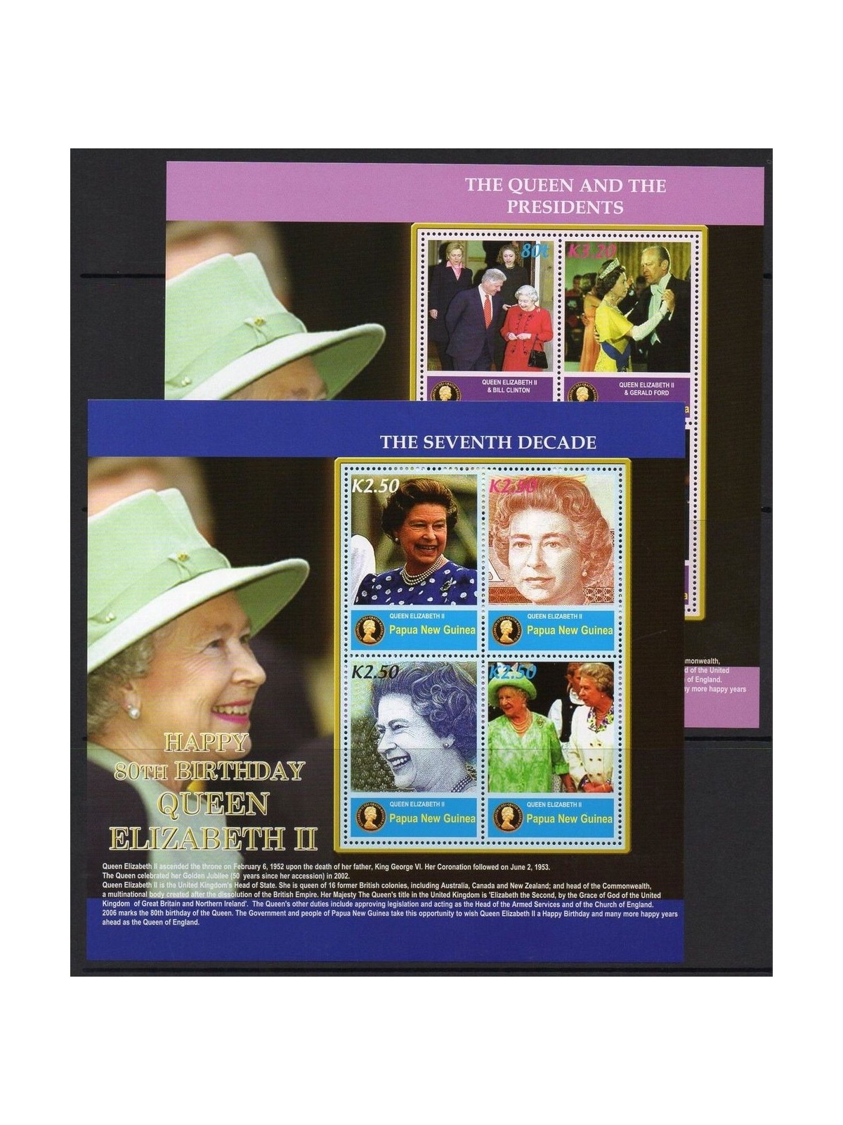 PAPUA NEW GUINEA 2006 Elizabeth II - Queen Birthday 2 s/s MNH**