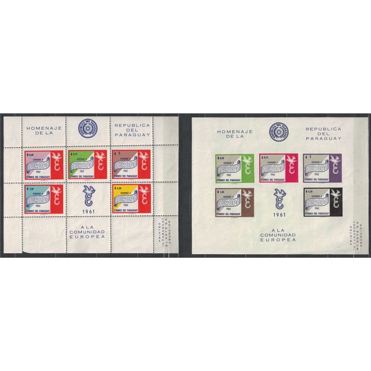 PARAGUAY 1962 Omaggio all'Europa 2 BF MNH**