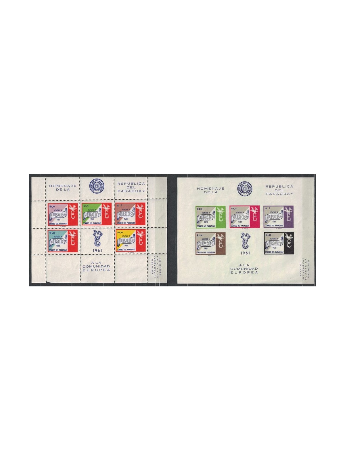 PARAGUAY 1962 Omaggio all'Europa 2 BF MNH**