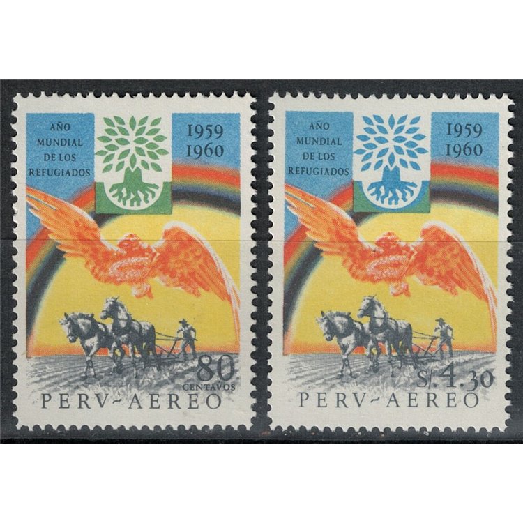 PERU 1960 World Refugee Year 2v MNH**