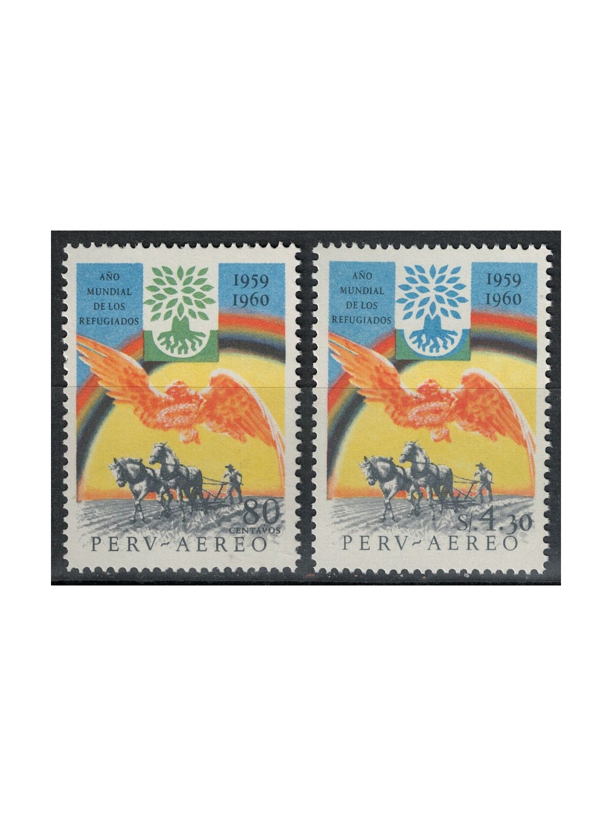 PERU 1960 World Refugee Year 2v MNH**