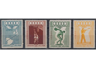 PERU 1948 Olympic Games, airmail 4v MNH**