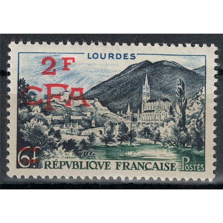 REUNION 1953-54 Lourdes 2f su 6f MNH**