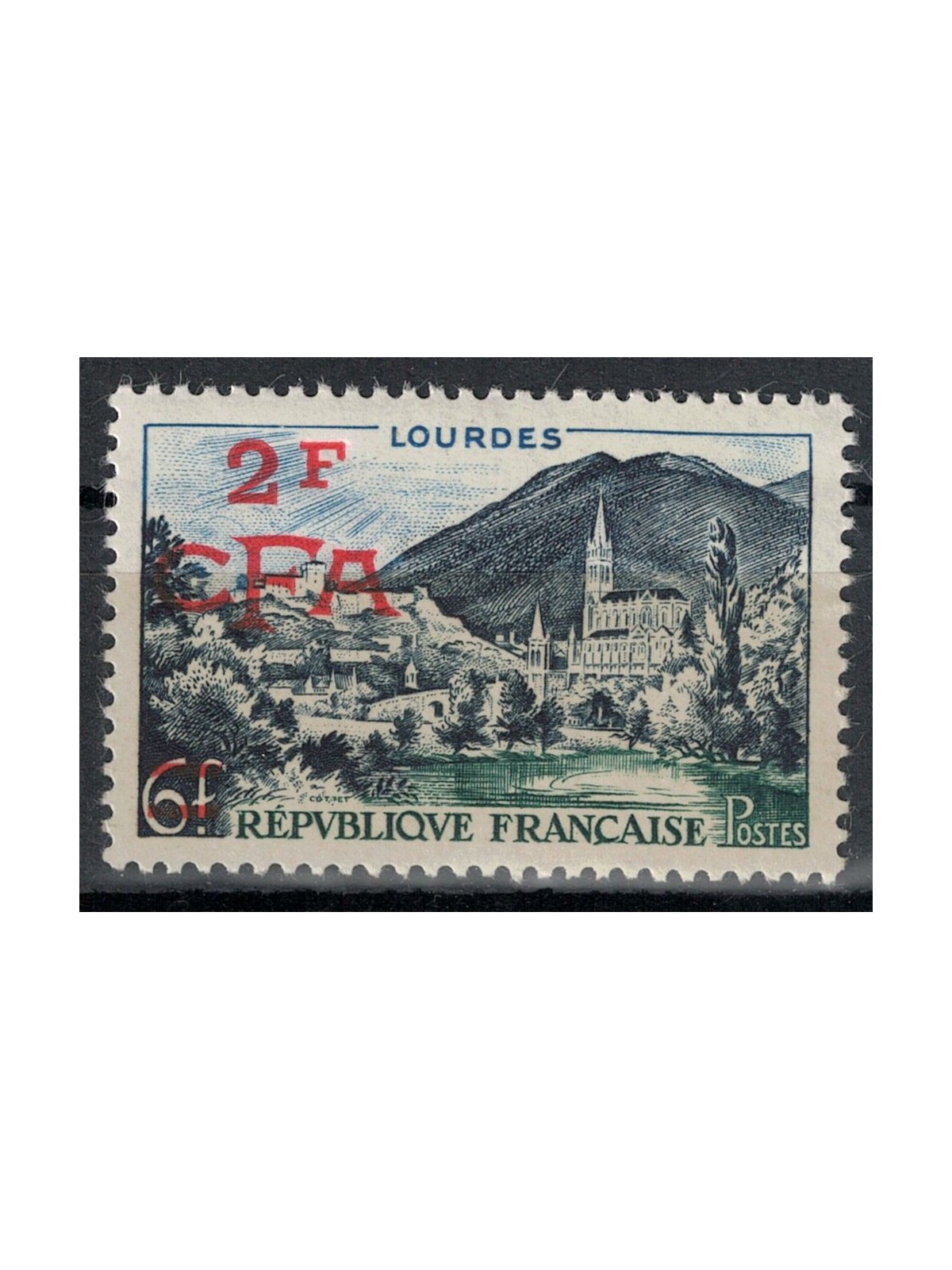 REUNION 1953-54 Lourdes 2f on 6f MNH**