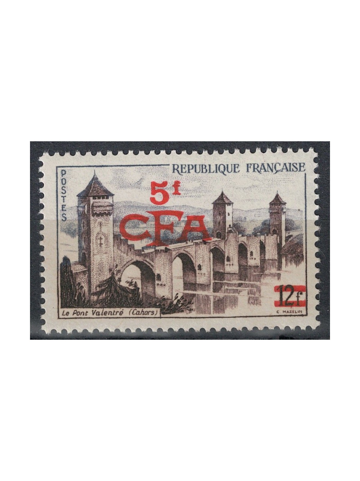 REUNION 1955-56 Cahors 5f su 12f MNH**