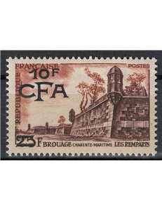 REUNION 1955-56 Brouage 10f on 25f MNH**