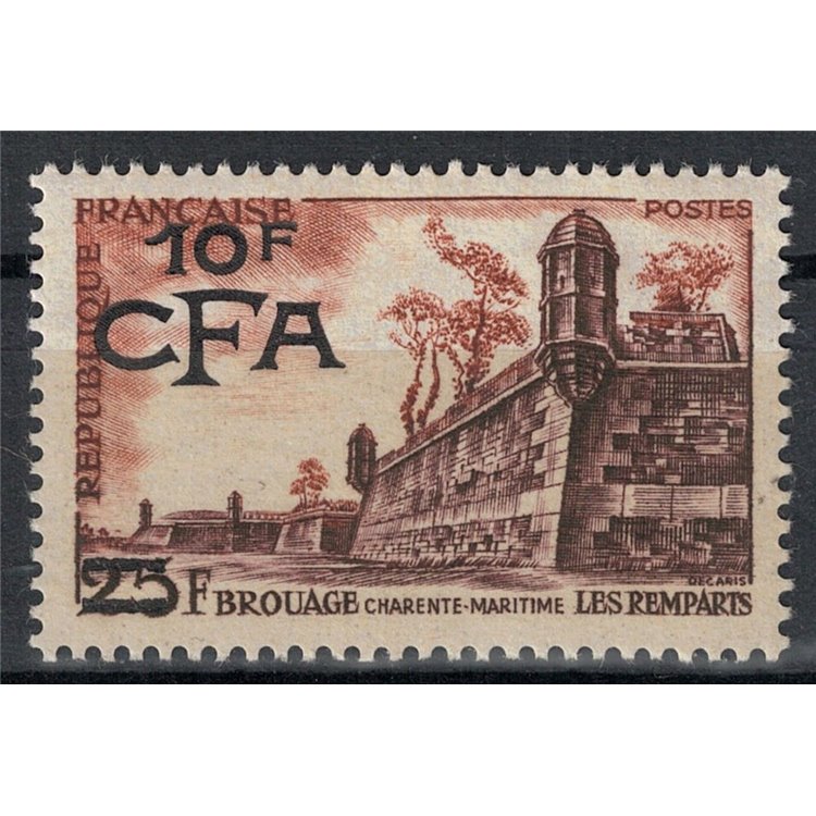 REUNION 1955-56 Brouage 10f on 25f MNH**