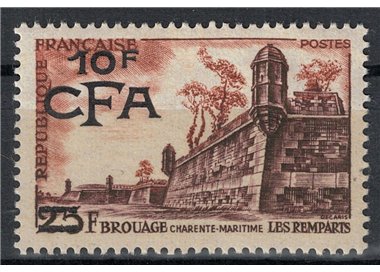 REUNION 1955-56 Brouage 10f on 25f MNH**
