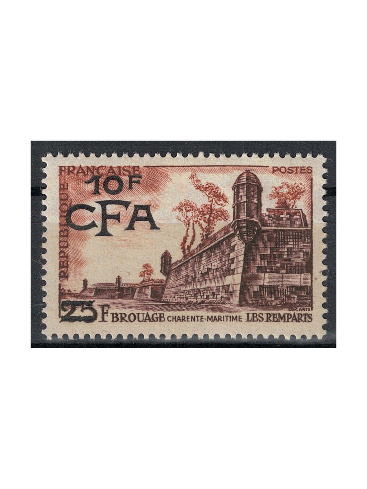 REUNION 1955-56 Brouage 10f su 25f MNH**