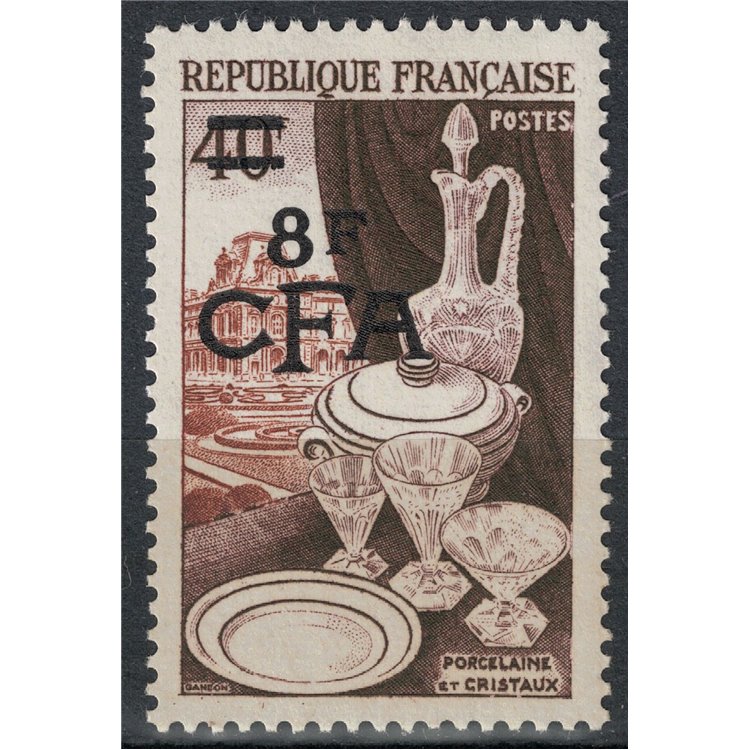 REUNION 1953-54 Porcelaine 8f on 40f MNH**