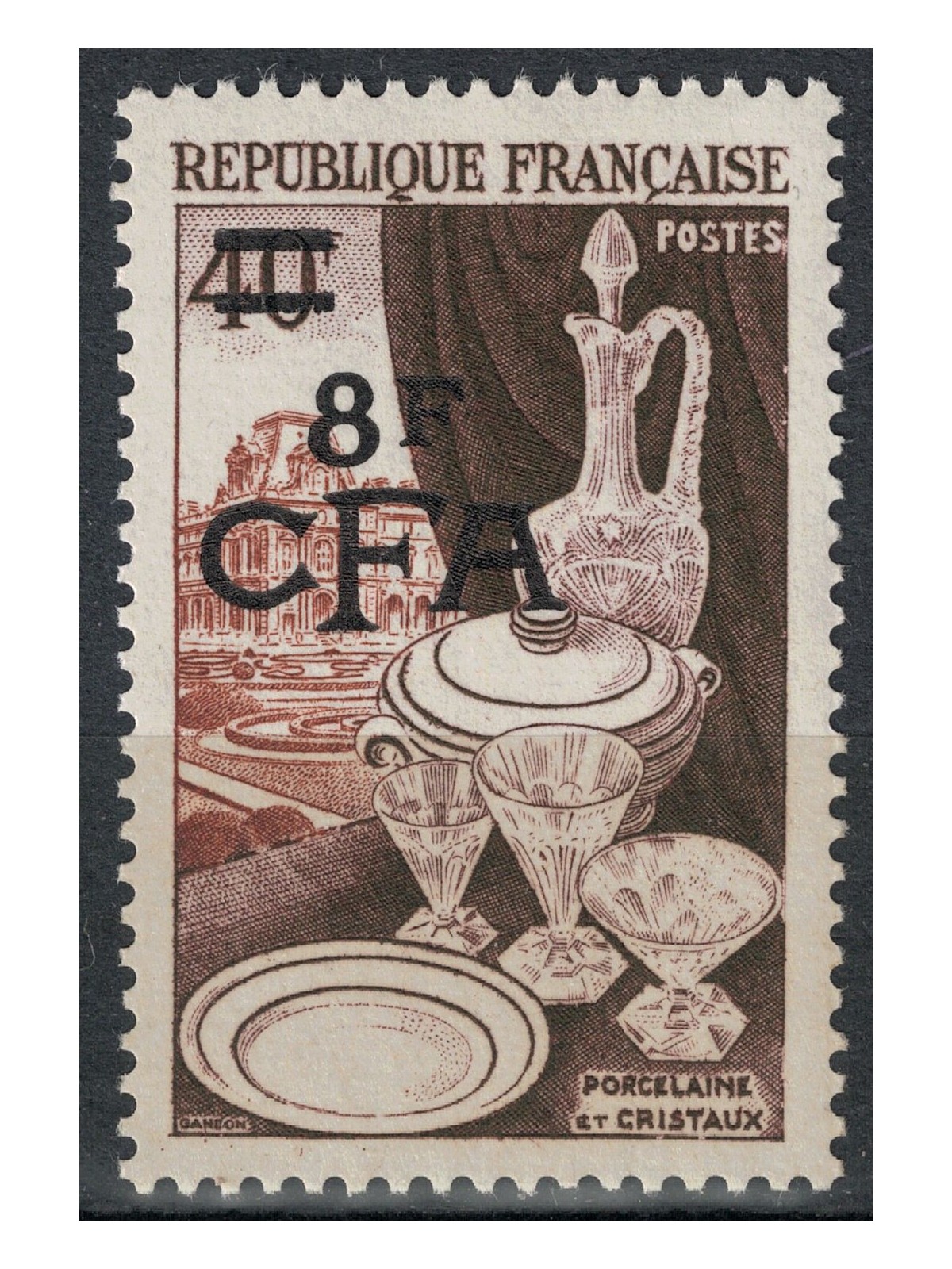 REUNION 1953-54 Porcelaine 8f on 40f MNH**