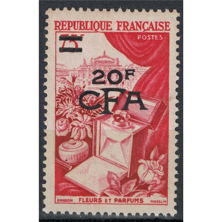REUNION 1953-54 Fleurs et Parfums 20f su 75f MNH**