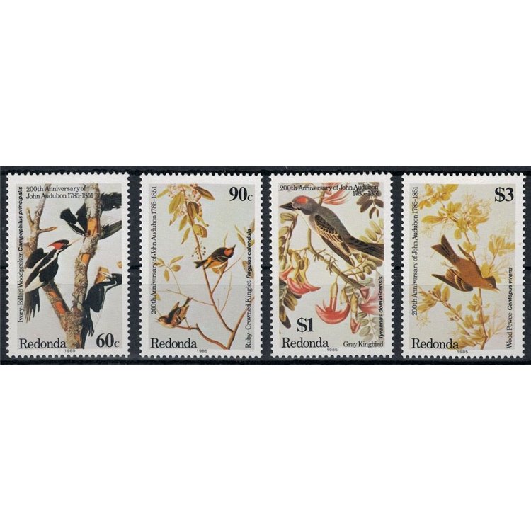REDONDA 1985 John James Audubon, birds 4v MNH**