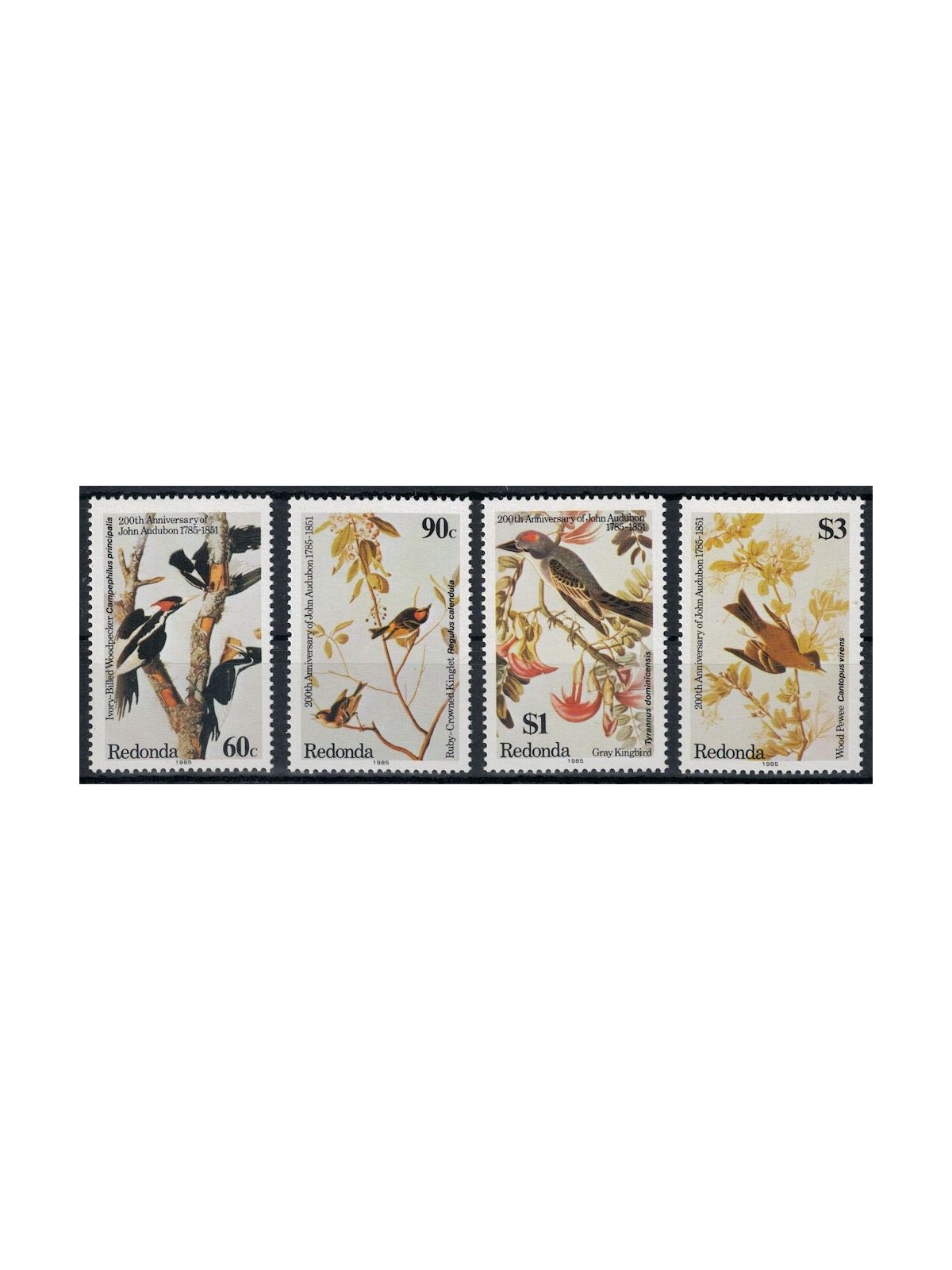 REDONDA 1985 John James Audubon, birds 4v MNH**